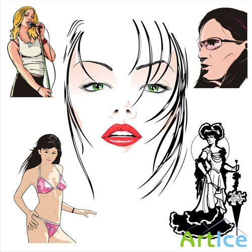 Collection of vector girls