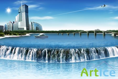 City Waterfall - PSD Template