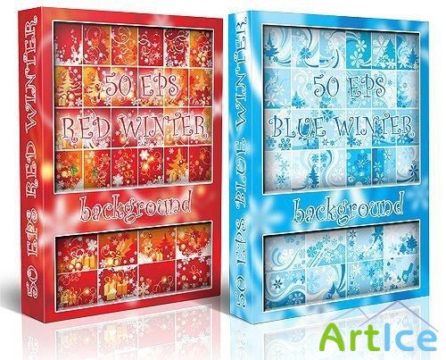 Red & Blue Winter Backgrounds