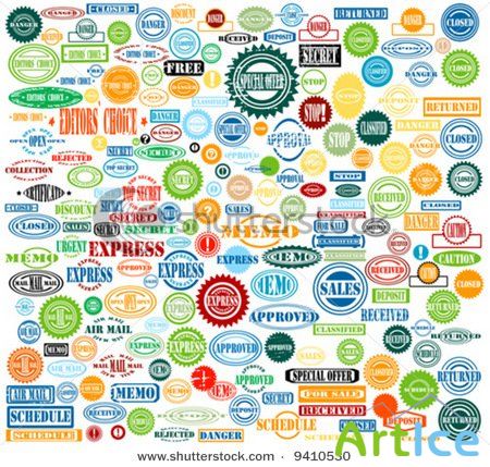 Large collection of vector stamps