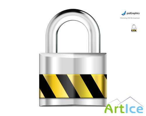 Silver padlock, security PSD Source