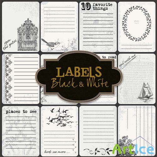 Scrap-kit - Black & White Lables
