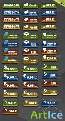 3D Shiny Buttons - GraphicRiver