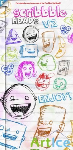 Scribble Heads - Vector Pack - GraphicRiver