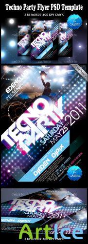 PSD Template - Tecno Party Flyer