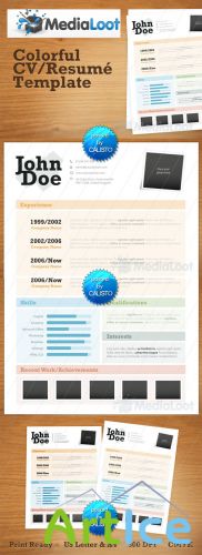 Colorful CV Resume Template - MediaLoot