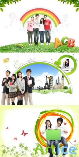 Students get new knowledge together psd for Photoshop