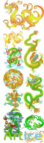 The collection of painted Dragons Pack 2 for Photoshop