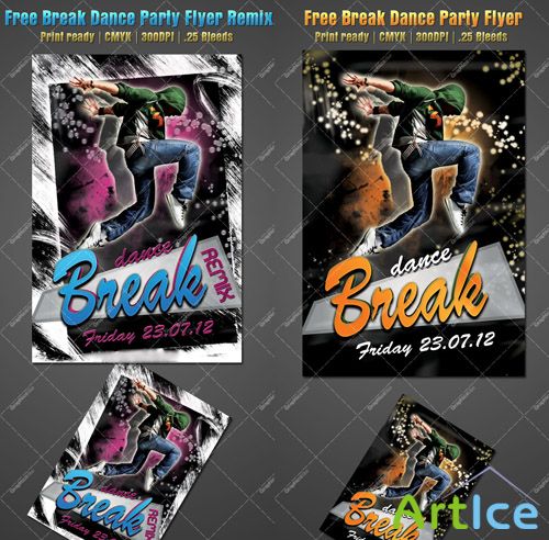 Break Dance Party Flyer Template Remix 2 For Photoshop