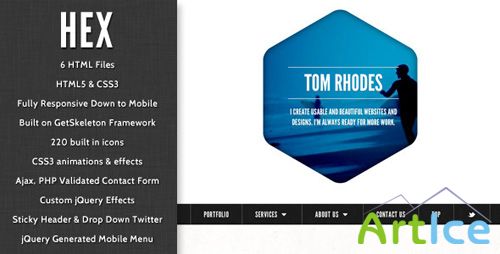 ThemeForest - Hex - One Page Responsive Portfolio Template - RIP
