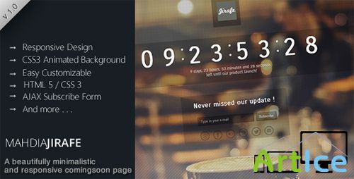 ThemeForest - Mahdia Jirafe - Responsive Comingsoon Page