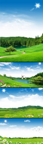 Spring Green Landscapes of Nature PSD