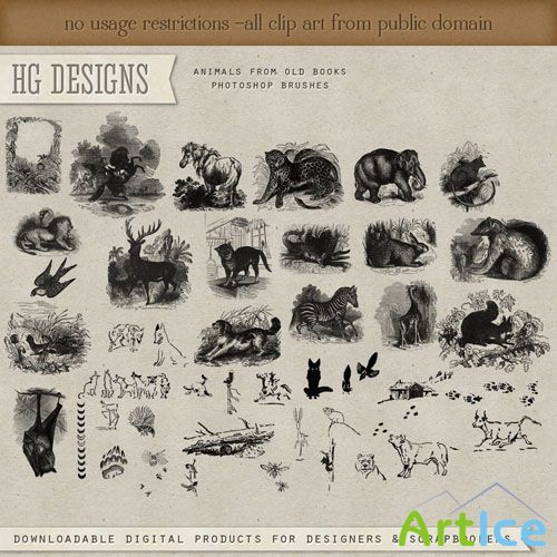 Animals From Old Books Photoshop Brushes