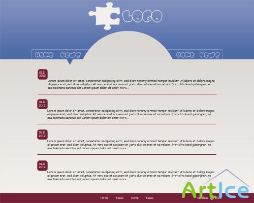 PSD Web Template - Blue Red Blog
