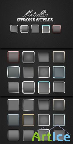 WeGraphics - 24 Metallic Stroke Photoshop Styles