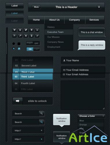 WeGraphics - Dark Mobile User Interface Kit