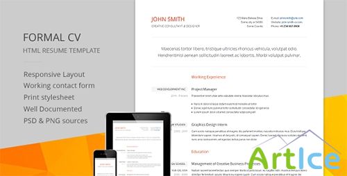 ThemeForest - Formal CV - Responsive CV / RESUME HTML Template