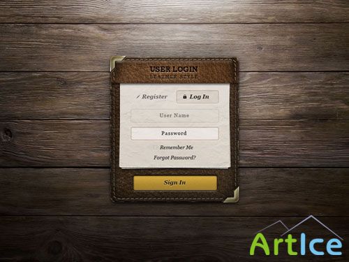 Pixeden - User Login Leather Panel Psd