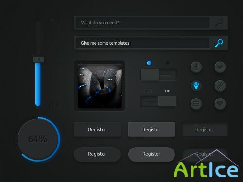 PSD Web Elements - Dark Web UI kit