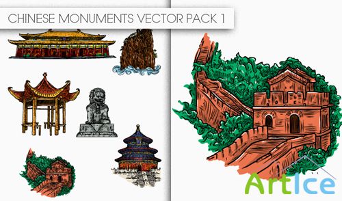 Chinese Monuments Vector