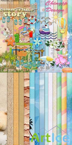 Scrap Set - Summer Time Story PNG and JPG Files