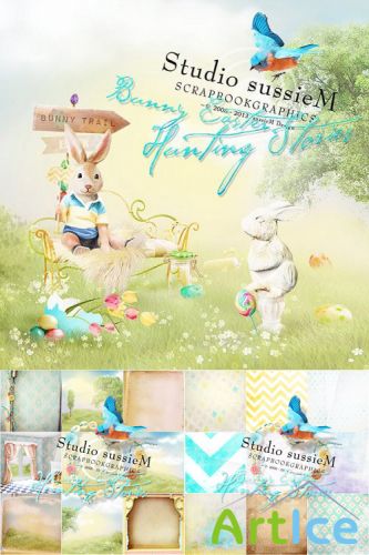 Scrap Set - Bunny Easter PNG and JPG FIles