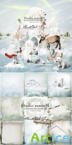Scrap Set - North Pole Trip - Ice Land PNG and JPG Files