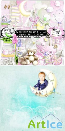 Scrap Set - My Babys First Year (for a Baby Girl) PNG and JPG Files