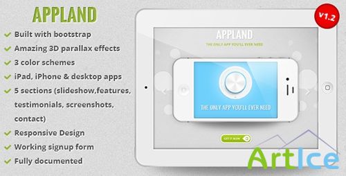 ThemeForest - AppLand v1.2 - Responsive Bootstrap Parallax App Landing Page - FULL