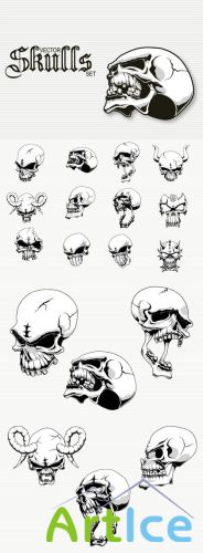 Designtnt - Alien Skulls Vector Set
