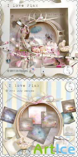 Scrap Set - I Love Pink PNG and JPG Files