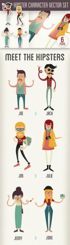 Hipster Photoshop Vector Character Set 1