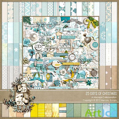Scrap Set - 25 Days of Christmas PNG and JPG FIles