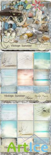 Scrap Kit - Vintage Summer PNG and JPG Files