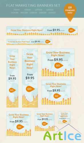 Flat Marketing Banner Set