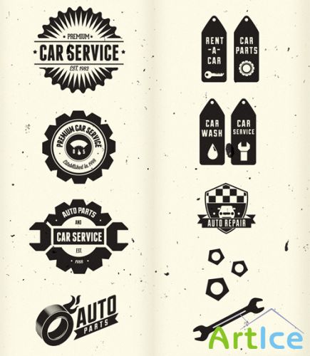 Retro Vintage ar Labels Set