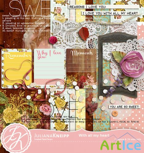 Scrap Set - With all my Heart PNG and JPG Files