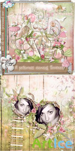 Scrap Set - A Princess among Flowers PNG and JPG Files