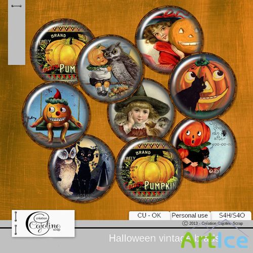 Halloween Vintage Brads PNG Files