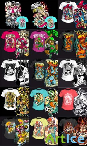 15 Creative Vector T-Shirt Design Set