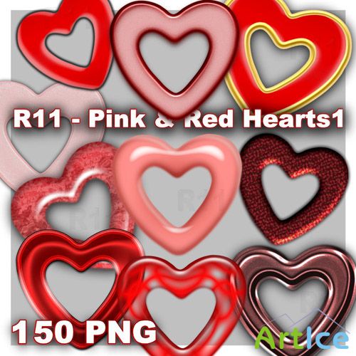 Pink & Red Hearts PNG Files