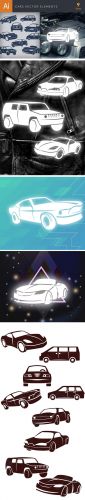 Simple Cars Vector Elements Set 1