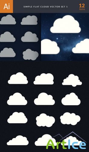 Simple Flat Cloud Vector Elements Pack 1