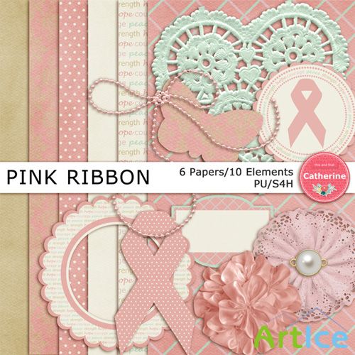 Scrap - Pink Ribbon PNG and JPG Files