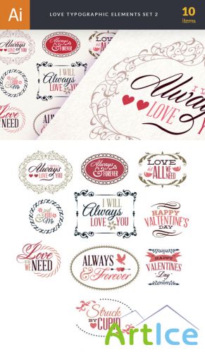 Love Typography Vector Elements Set 2