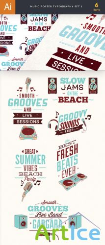 Music Poster Typographic Vector Elements Set 1