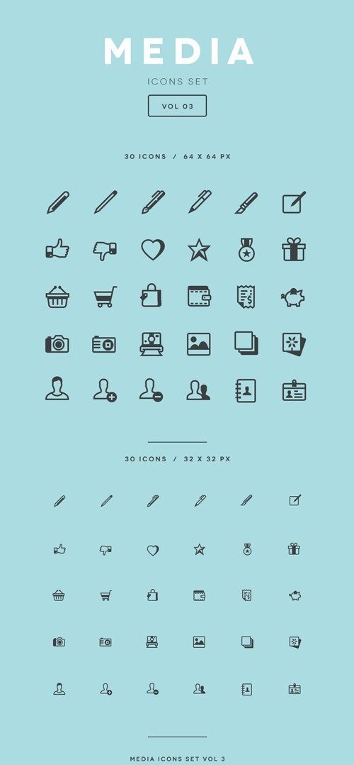 Vector Media Icons Set Vol 3