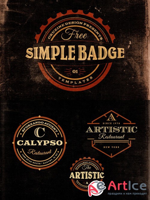 3 Retro/Vintage Style Simple Badges Template v.1