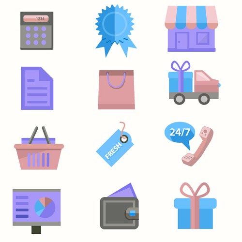 Vector Shopping Flat Vector Set