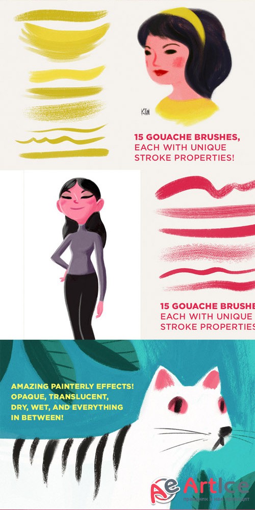 Kyle's Gouache Brushes for Photoshop - CreativeMarket